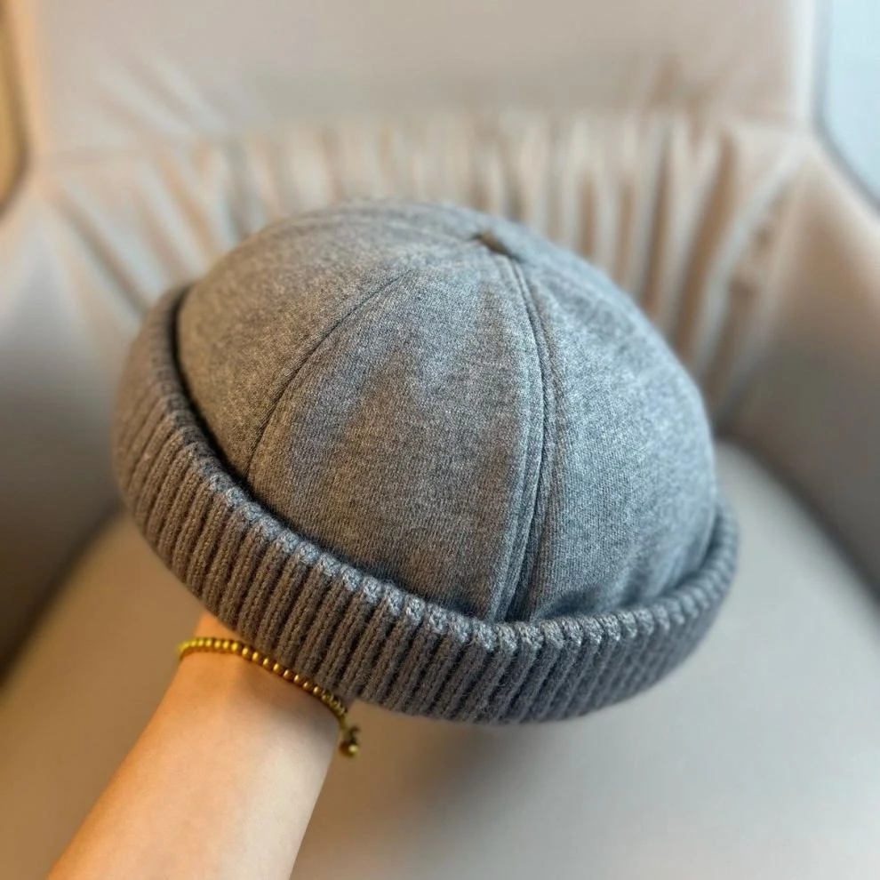 Herbst- und Wintermütze aus Melonenfell, modischer randloser Matrosenhut, lässiger modischer Straßenhut für Herren und Damen – Detail 9
