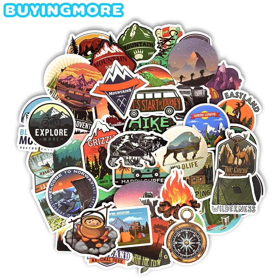 50PCS Camping Landscape Anime Sticker Outdoor Climbing Travel Waterproof Sticker for Kid DIY Laptop Bicycle Helmet Car Fridge