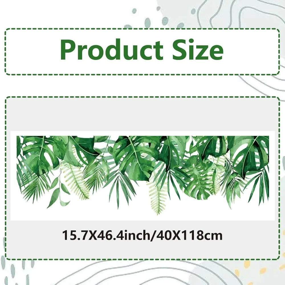 118x39cm Large Green Leaf Window Stickers Tropical Plant Leaves Window Decals Self Adhesive Palm Tree Monstera Fern Leaf Decal