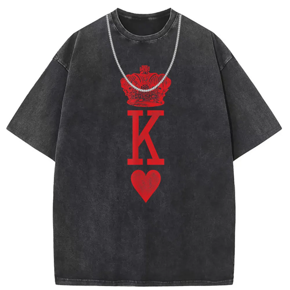 King Of Hearts Crown T-Shirt Vintage Men Rife Tshirts Long Sleeve Man Sweatshirts Summer Autumn Tshirt Retro Clothing