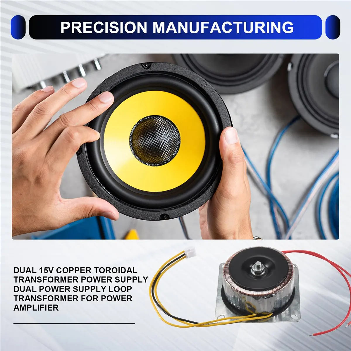 

Dual 15V Copper Toroidal Transformer Power Supply Dual Power Supply Loop Transformer for Power Amplifier