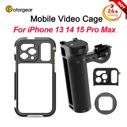 Fotorgear Magnetic Handle Phone Grip Bluetooth-compatible Phone Cage For iPhone 15 13 14/Pro/Max Phone Case with Hot Shoe Mount