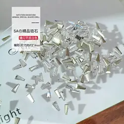 100PCS Flash 5A Mini Zircon Little Rectangle Rhombus T Strip Diamonds Nail Art Rhinestones Decoration Gem Manicure K9 SW Charms