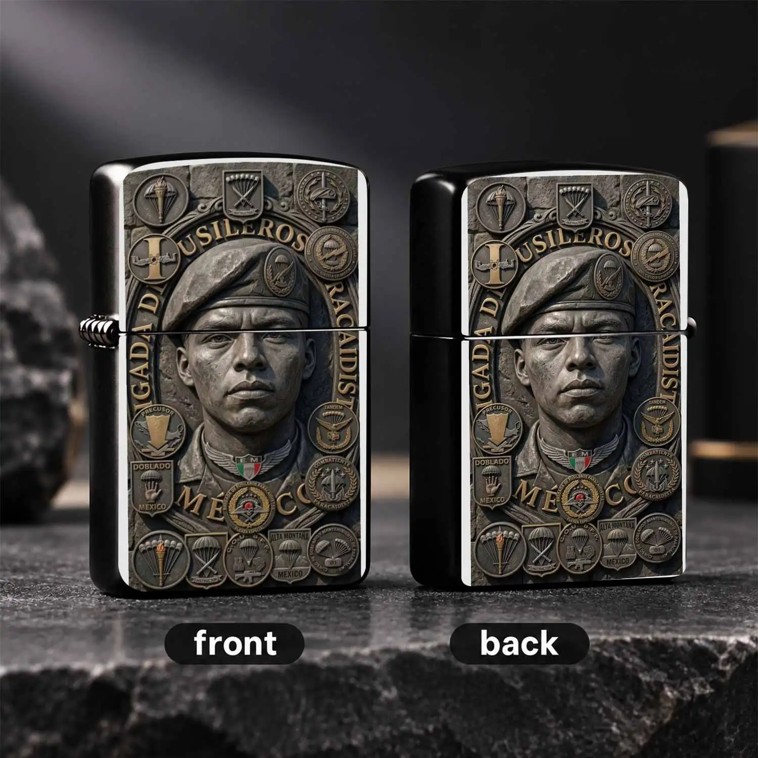 Vintage Mexican Parachute Infantry Brigade Commemorative Lighter, Embossed Retro Desktop Display, Portable Daily Use Accessory, Ideal Gift For Military Enthusiasts, Fits Outdoor Camping Office Casual Scenarios, Collectible Souvenir Present