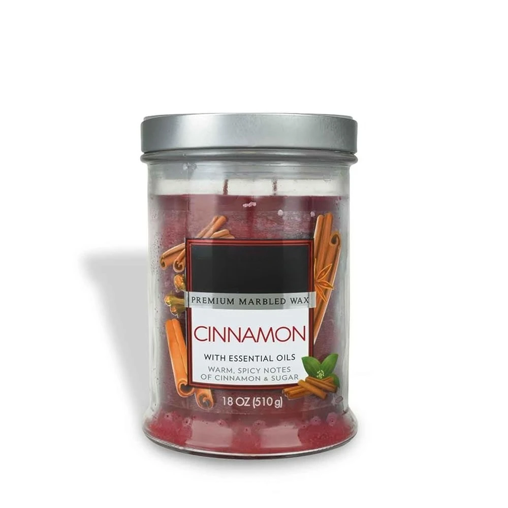 Vela aromática de canela de larga duración en frasco, 18 oz