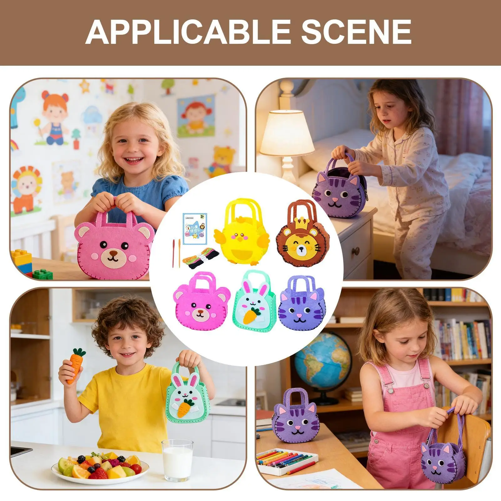 Naaitassets voor kinderen Interactieve knutselset Naaihandtassenset voor beginners Meisjes knutseliefhebbers DIY-liefhebbers Verjaardag