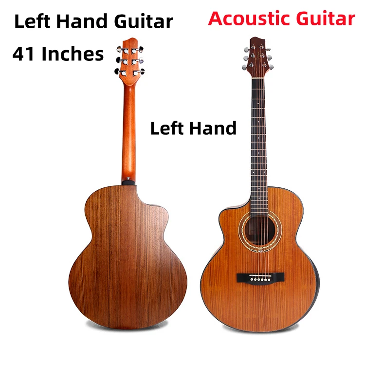 

41 Inch Left-Handed Electric Acoustic Guitar with Cutaway, Matt Finish, Walnut Wood and Pick-Up for Folk and Pop, 6 Strings