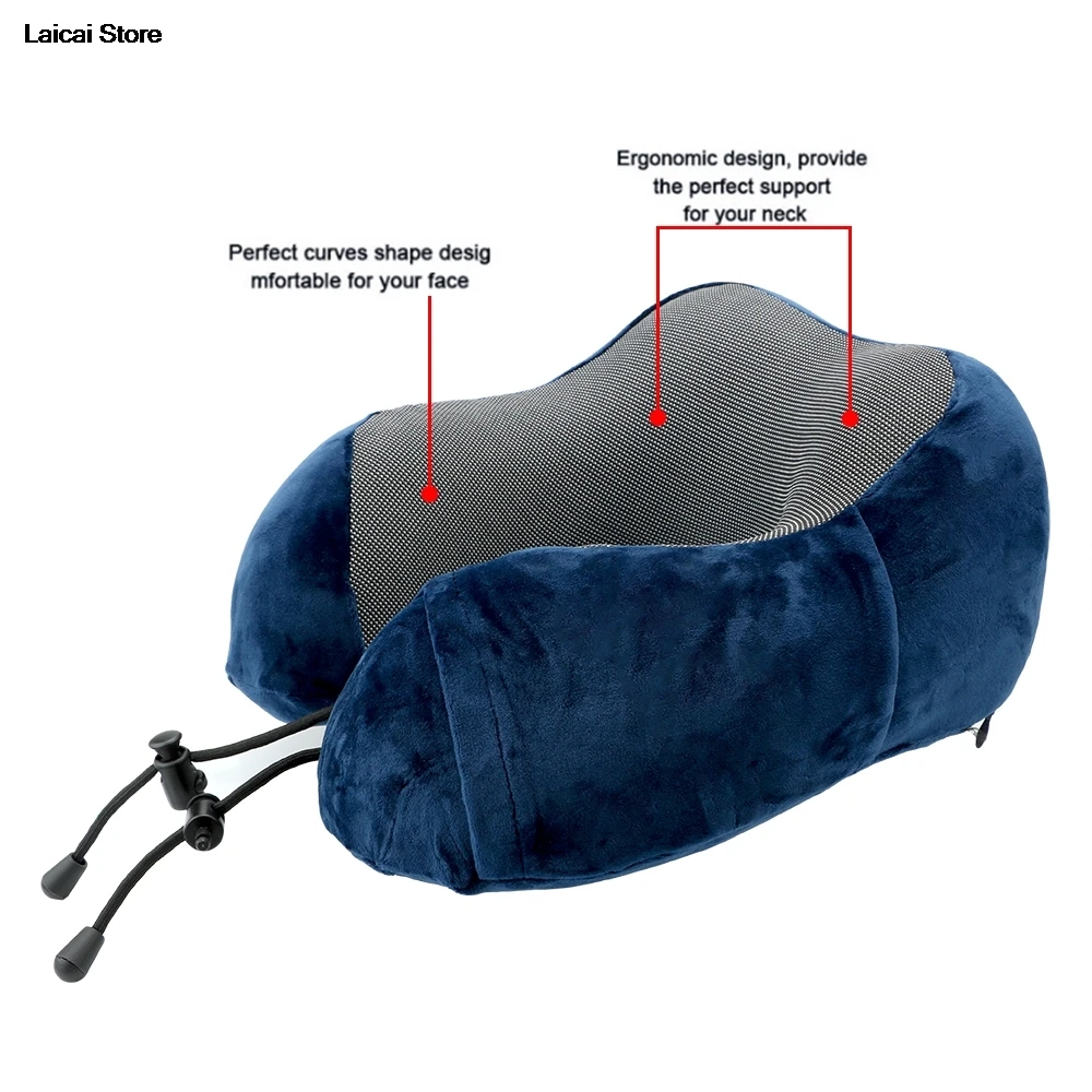 Almohada de viaje suave, almohada cervical para el cuello de espuma viscoelástica de viaje en forma de U