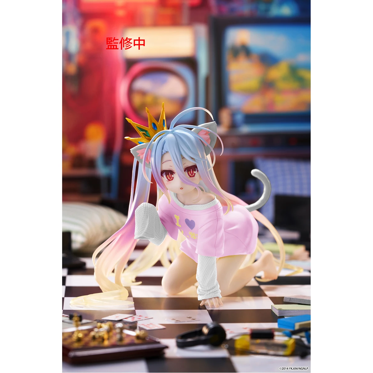 TAITO Desktop Cute No Game No Life Shiro Nekomimi T-shirt ver. Vernieuwing Collectible Anime Figuur Model Toy Bishoujo Ornamenten