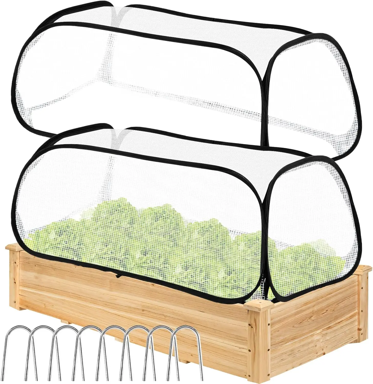 

2PACK Garden Covers for Raised Beds, 45" X 22" X 16" Garden Row Plants Cover Accelerator, Freeze Protection Greenhouse C