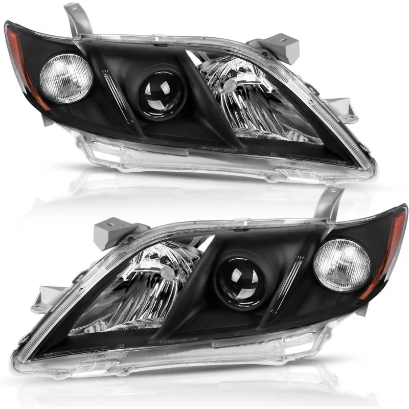 

Projector Headlight Assembly Compatible with 2007-2009 Camry Exclude Hybird Black Housing Amber Reflector Clear Lens Headlamps R