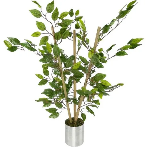 Artificial Tree Green Leaf Bamboo Handle Silver Plug Lounge Flower 80 cm