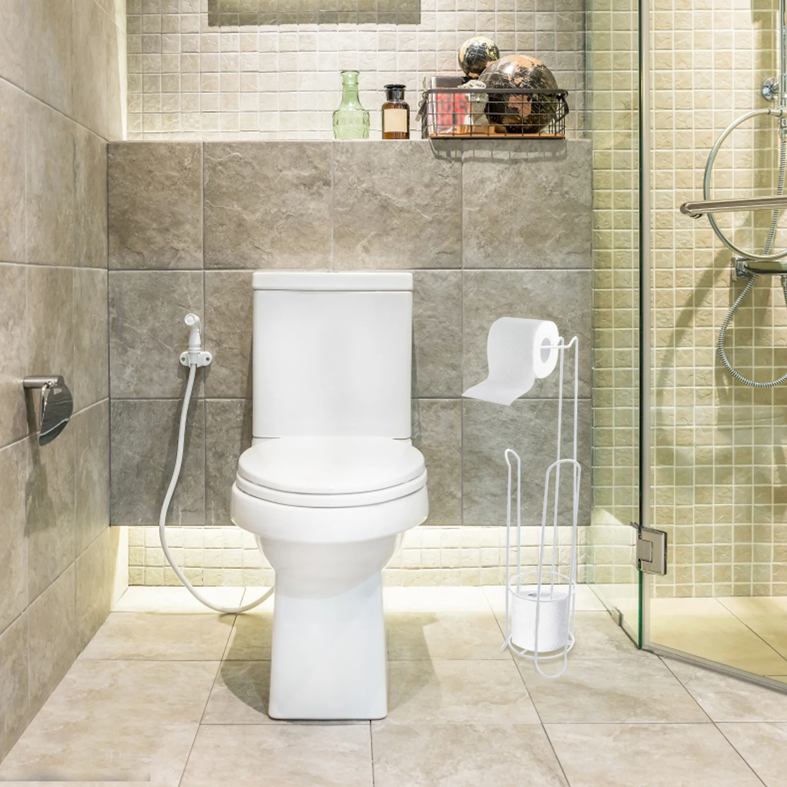 

Stainless Steel Paper Roll Holder Stand Tissue Storage Rack For Bathroom Modern Minimalist Design Smooth Edge