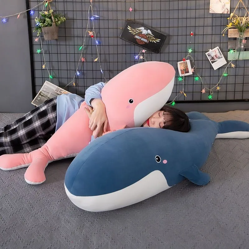 100-130cm Large and Cute Whale Plush Pillow for Girls To Sleep on The Bed Body Pillow Anime Pillows for Bedroom Long Pillow