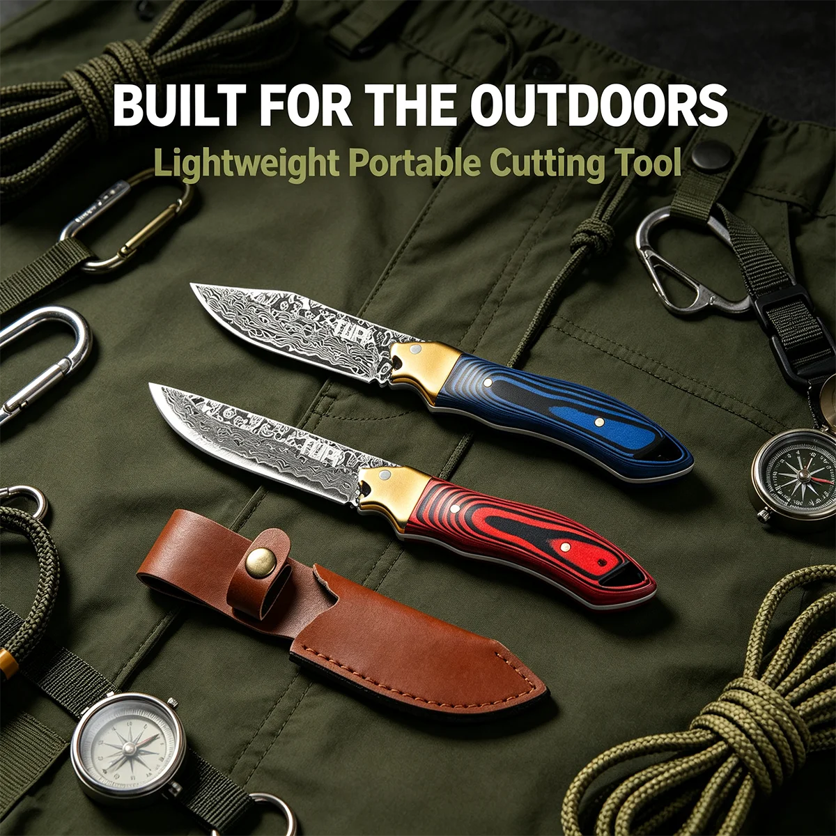 Outdoor Multifunctional Forging clamp steel knife Compact Knife,Sharp Portable Tool for Camping, High hardness steel knife
