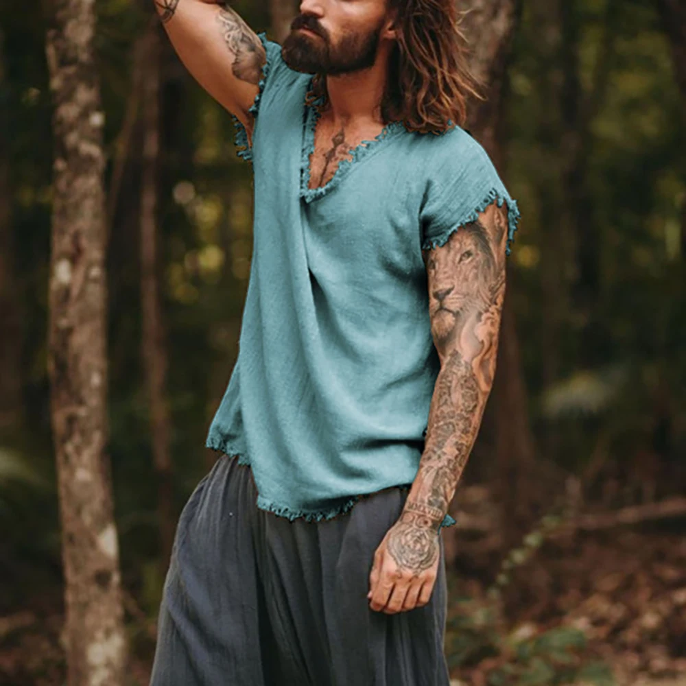 Mens Linen Tank Shirt Minimalist Holiday Plain Loose Large Size Male Summer Clothing Tops Sleeveless Causal Mens Vest S-3XL