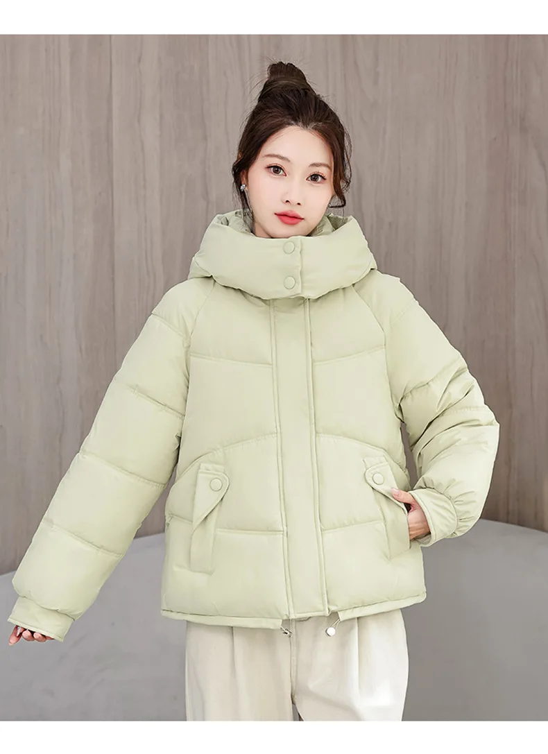 Winter Thick Puffer Coat Women Zip Up Windproof Russian Cold Weather Snow Jacket Detachable Hooded Outerwear Candy Color New