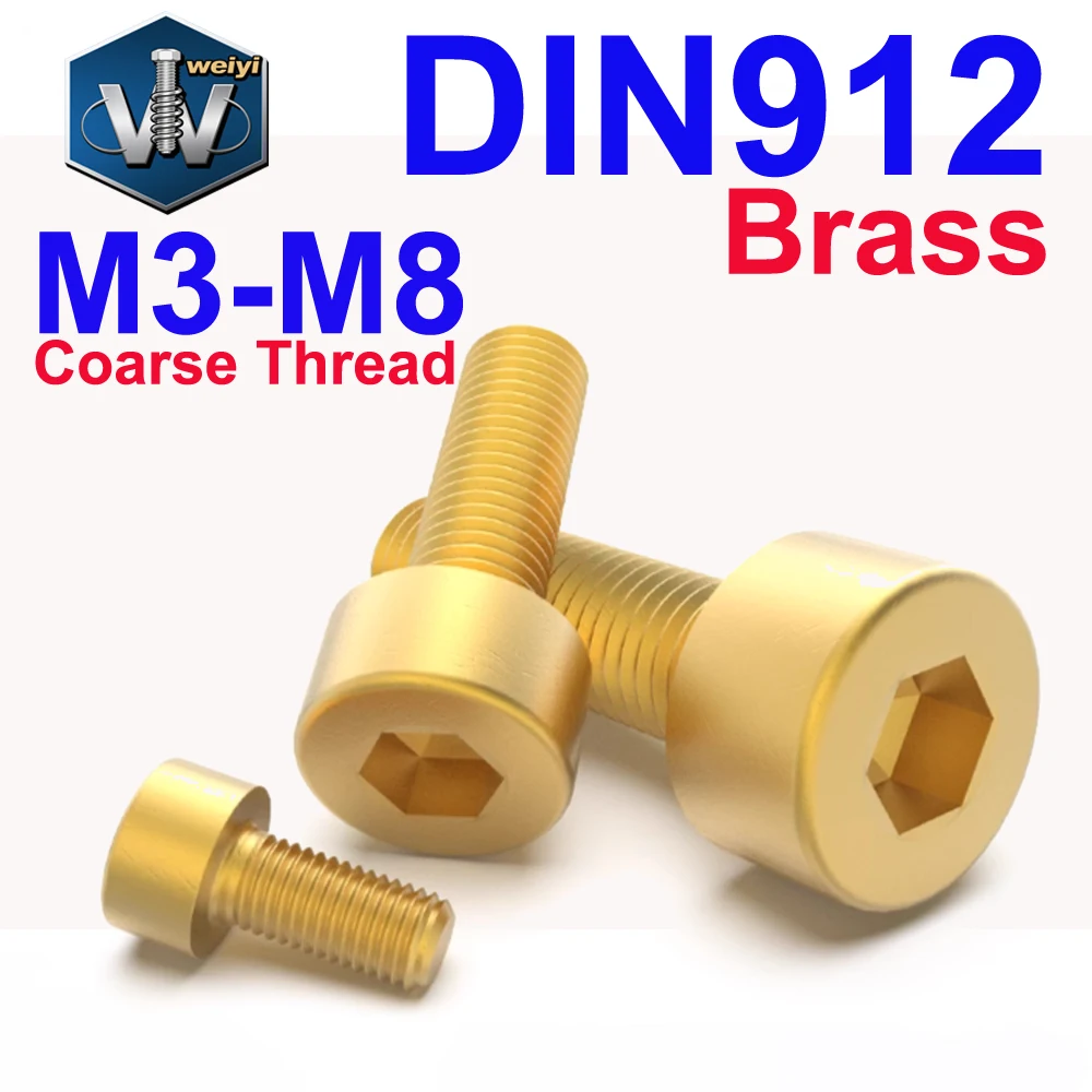 Weiyi 10 Stück/Set DIN912 M3 M4 M5 M6 M8 Sechskant-Inbusschrauben aus reinem Messing mit Rundkopf – Detail 2