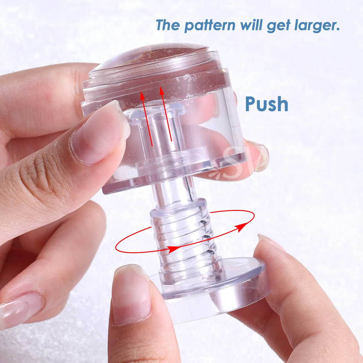 Transparent Silicone Rotating Nail Stamper With Scraper Press Adjustable Pattern Size Jelly Transfer Template DIY Manicure Tools