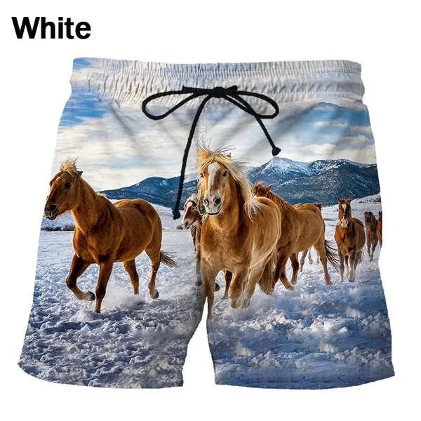 New Fashion 3d Horse Racing Print Shorts Cute Funny Animal Creative Casual Beach Shorts