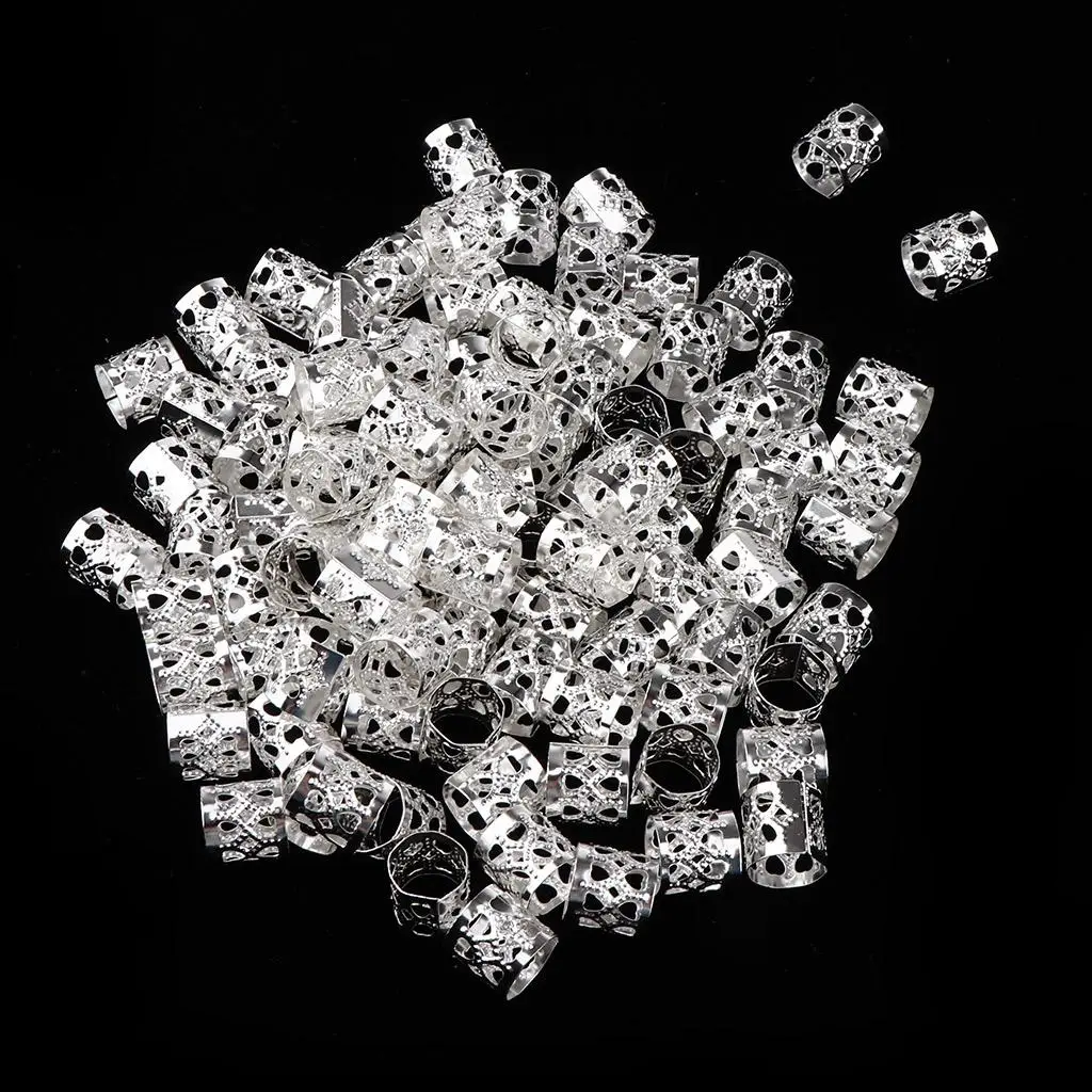 100 Stück Pro Hair Braids Schmuck Ring Manschetten Perlen Haarverlängerungen Dreadlocks