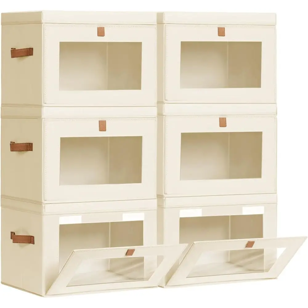 

Large Storage Bins with Lids - Fabric Collapsible Closet Storage Organizer with Window & Handles, Stackable Decorative Storage B