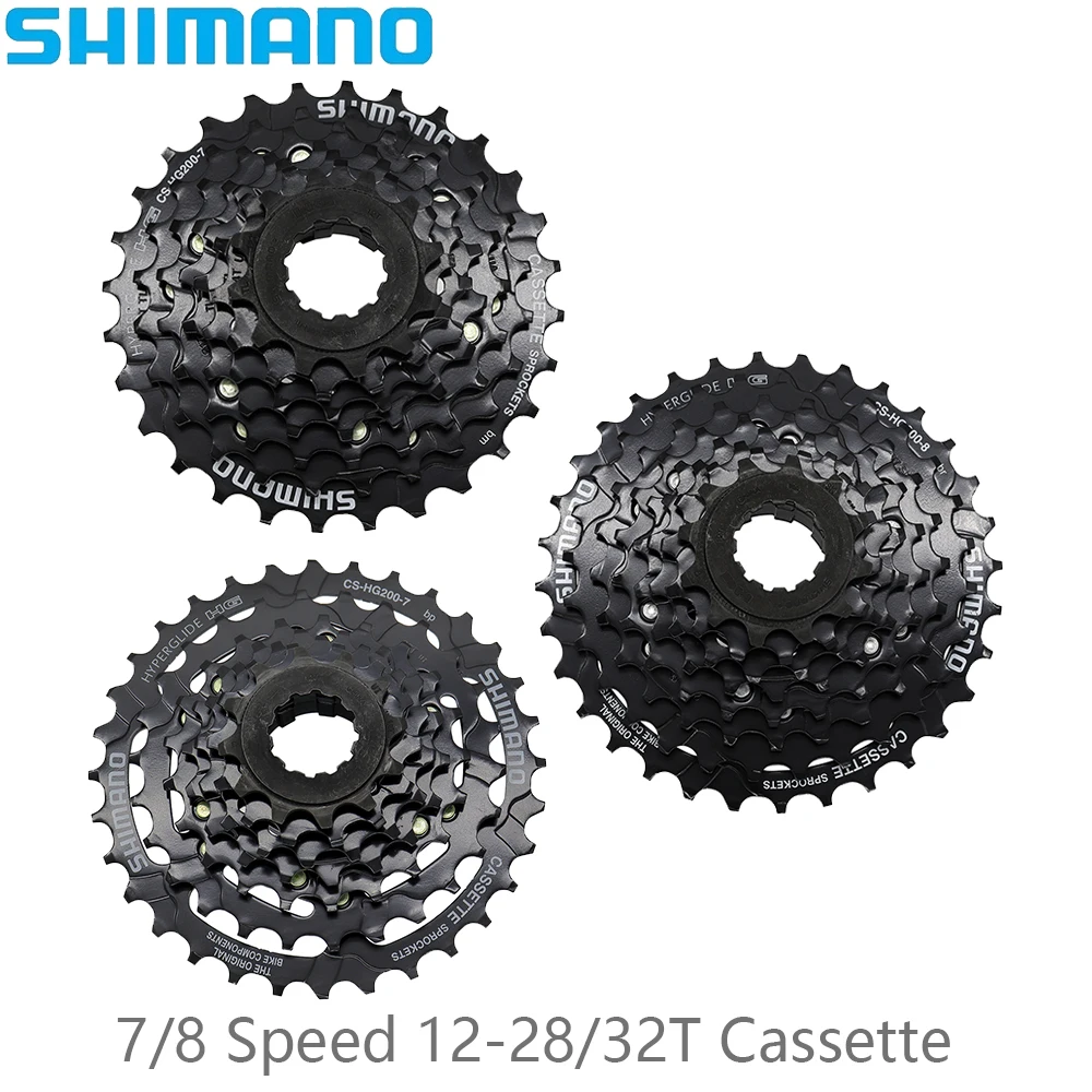 SHIMANO TOURNEY CS-HG200 7/8 Speed 12-28T 12-32T Black Cassette Sprocket For MTB Bike Original Cycling Parts