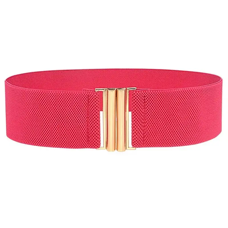 Cinto de Espartilho Elástico Monocromático com Fivela de Metal para Mulheres, Cintura Cinch Stretch, Cinto, Cummerbands, Lady Fashion, 6cm Largura