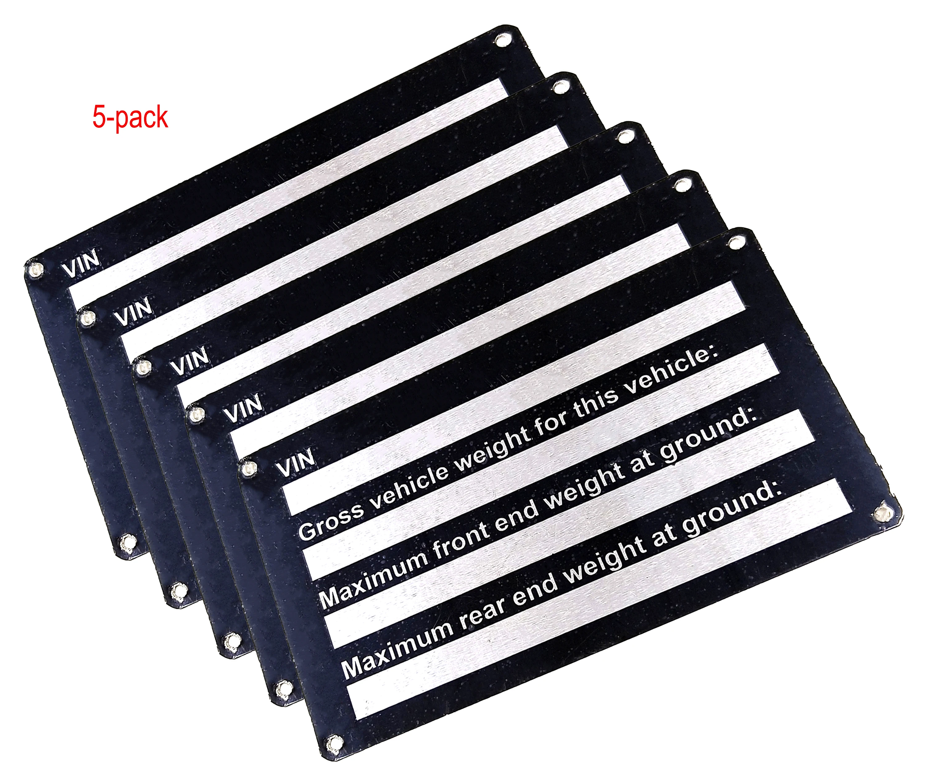 5-PACK VEHICLE TRUCK BOAT Trailer Blank VIN & Weight AXLE Chassis Plate 120mm x 70mm Identification Number