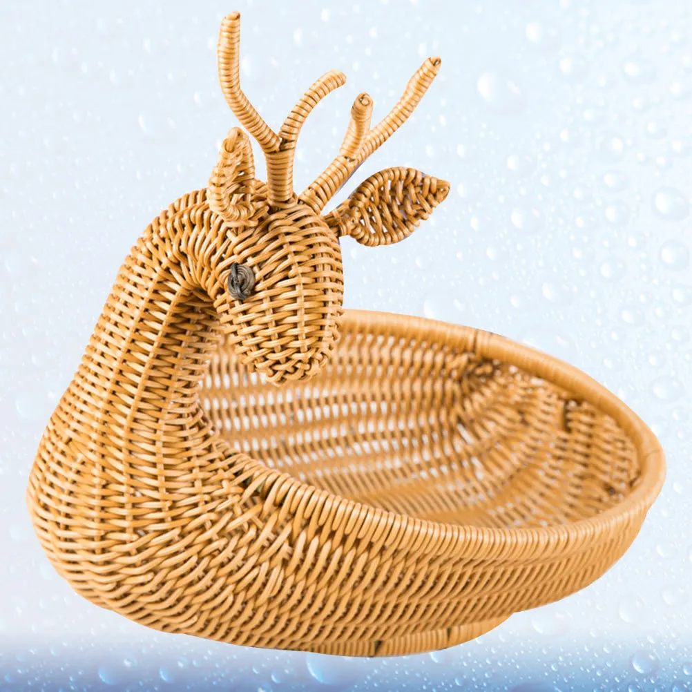 

Desktop Storage Basket Simulation Rattan Woven Design For Fruit Bread Snacks Organizer Home Kitchen Bathroom Decor Khaki Size 1
