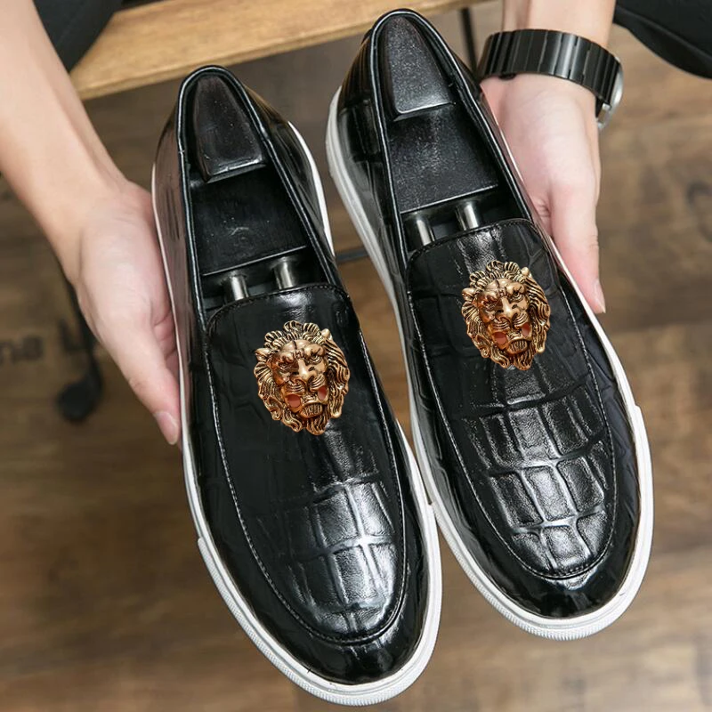 Large size mens casual business office formal dress breathable leather shoes slip-on lazy shoe flats platform loafers male A3