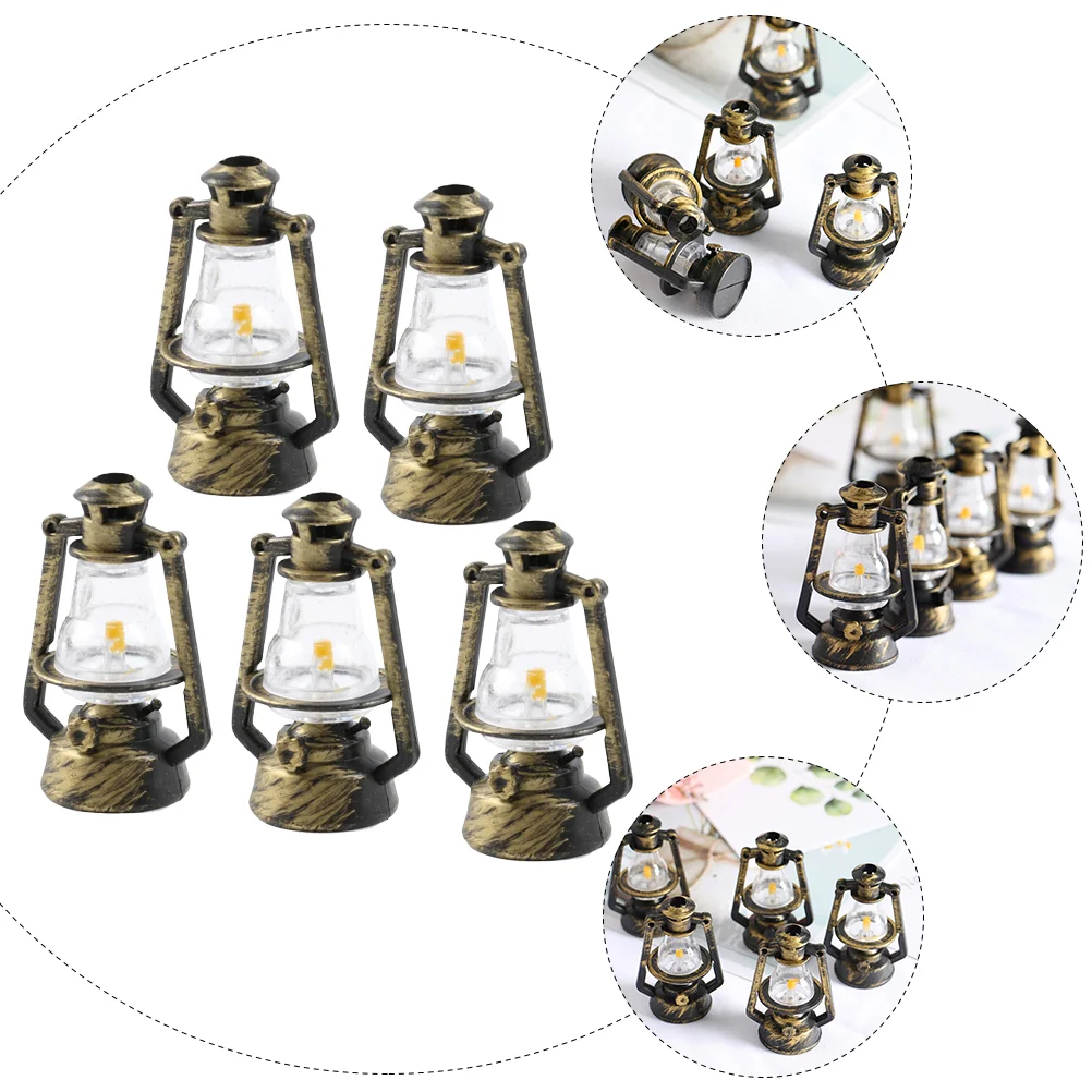 5 Pcs Retro Kerosene Ornament Accessories Miniature Kitchen Decor Model Simulation Burner House Plastic