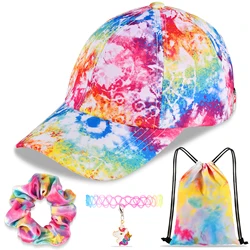 Rainbow Tie-Dye Baseball Cap, Unicorn Girls Gift Set para esportes ao ar livre