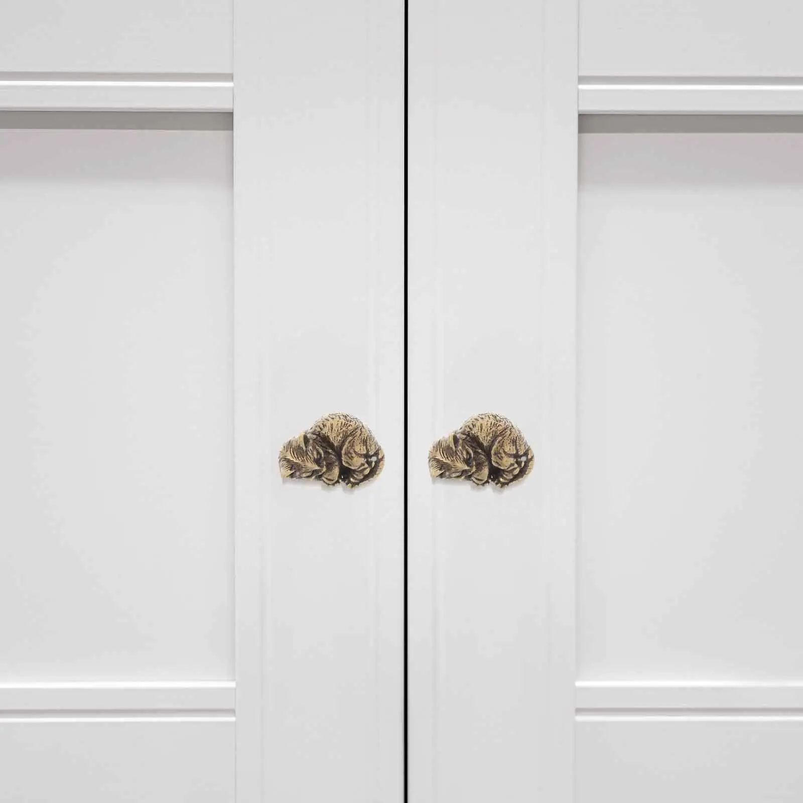 Solid Brass Cat Design Door Handle Cabinet Pull Drawer Knob for Kitchen Bathroom Vanity Retro Decor Gold Tone Hardware