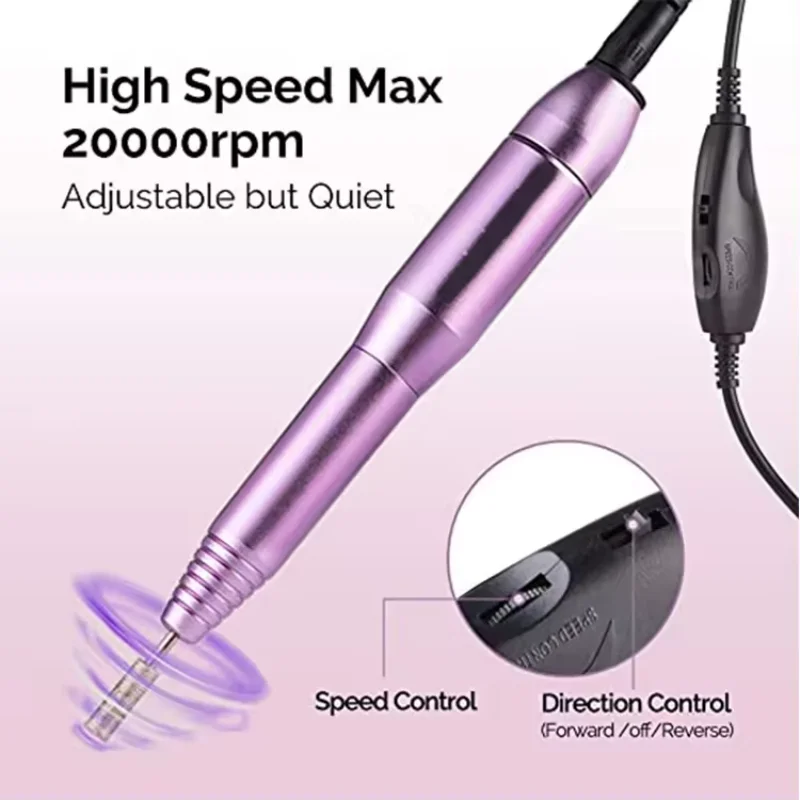 Professional 45000RPM electric portable nail drill Rechargeable low noise nail sharpening file nail salon tool