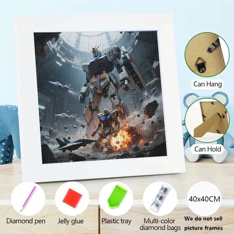 

1 шт. 5D полный дрель комплект алмазной живописи, Gundam ZZ Mecha робот аниме научно-фантастическая боевая сцена искусство со стразами, алмазная вышивка своими руками C