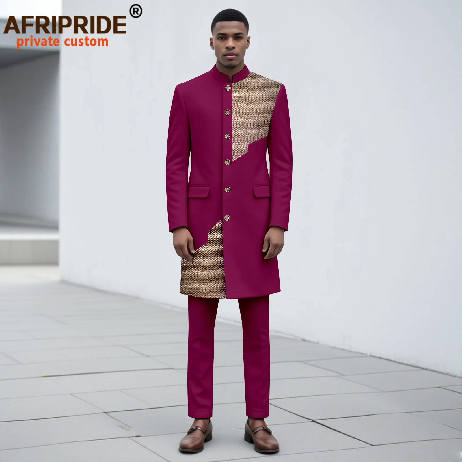 

Men`s Suit Plus Size Embroidery Single Breasted Long Blazer and Pants 2 Piece Set African Clothes for Wedding Evening 2516083