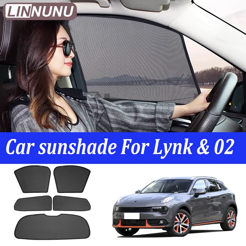 

LINNUNU Magnetic Car SunShade For Lynk & Co 02 PHEV Sun shade Side Window Curtain Visor UV Protection Privacy Summer accessories