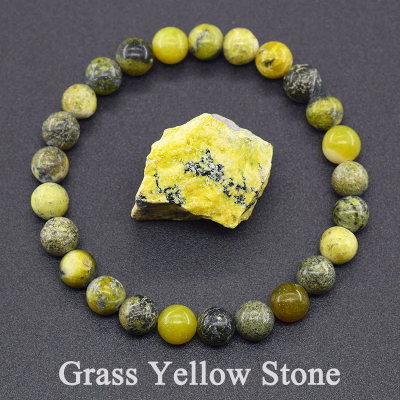 Yellow Grass Turquoises Natural Beads Bracelet Women Yoga Healing Energy Real Natural Stone Elastic Rope Bangles Friendship Gift