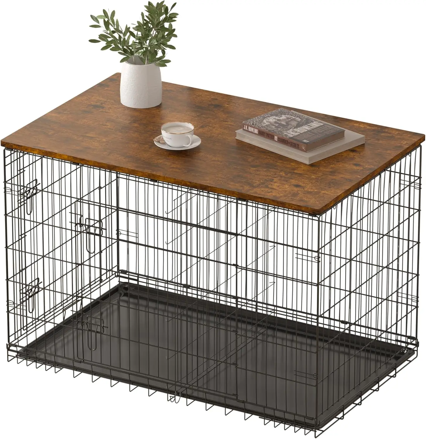 

Деревянный топпер для ящика для собак для клетки 24–48 дюймов, коричневый чехол в деревенском стиле — легкая посадка, прочная защита