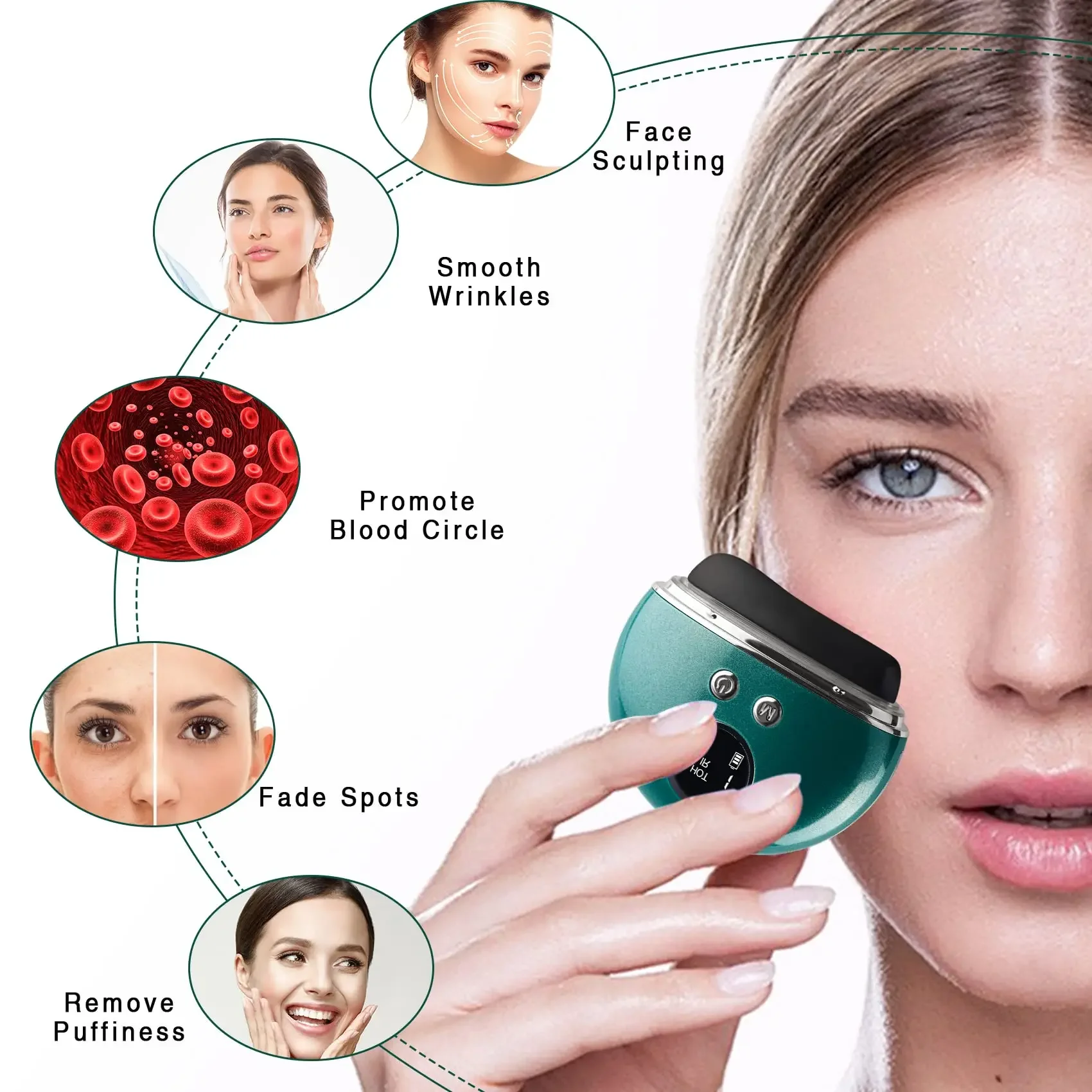 Gua Sha Gesichts werkzeuge, Multifunktions-Gesichtsform ungs werkzeug Facelifting-Gerät Gua Sha Massage werkzeug für Gesicht mit Heizung & Vibration (