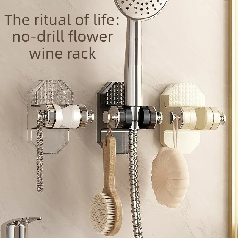 Adjustable Shower Heads Holder Adjustable Showerhead Wall Mounted Suction Bracket No Drill Required Suction Cup Wall