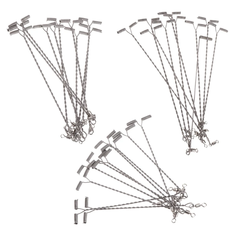 yunyun Fishing Wire Arm10pcs with Swivel for T Shaped Stainless Steel 9/12/15cm Rig Tackle for Outdoor Traveling Camping Go Fis