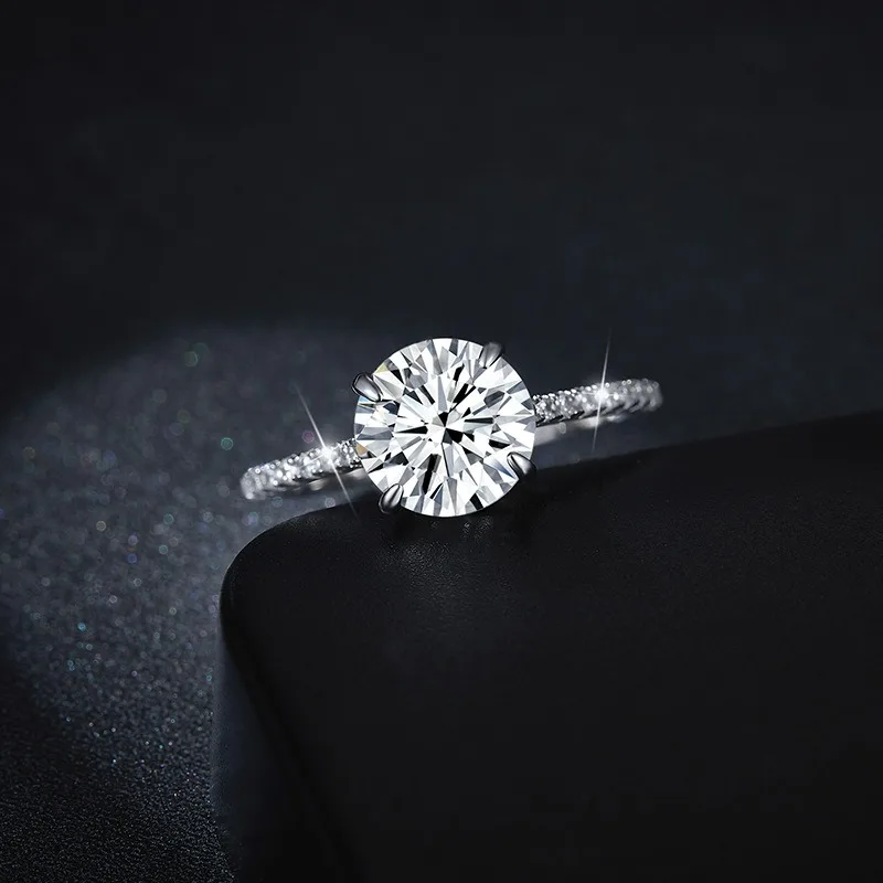 

S925 Silver 1-4ct D Color Moissanite Engagement Ring for Women Fine Jewelry Platinum Plated Wedding Rings Pass Diamond Tester