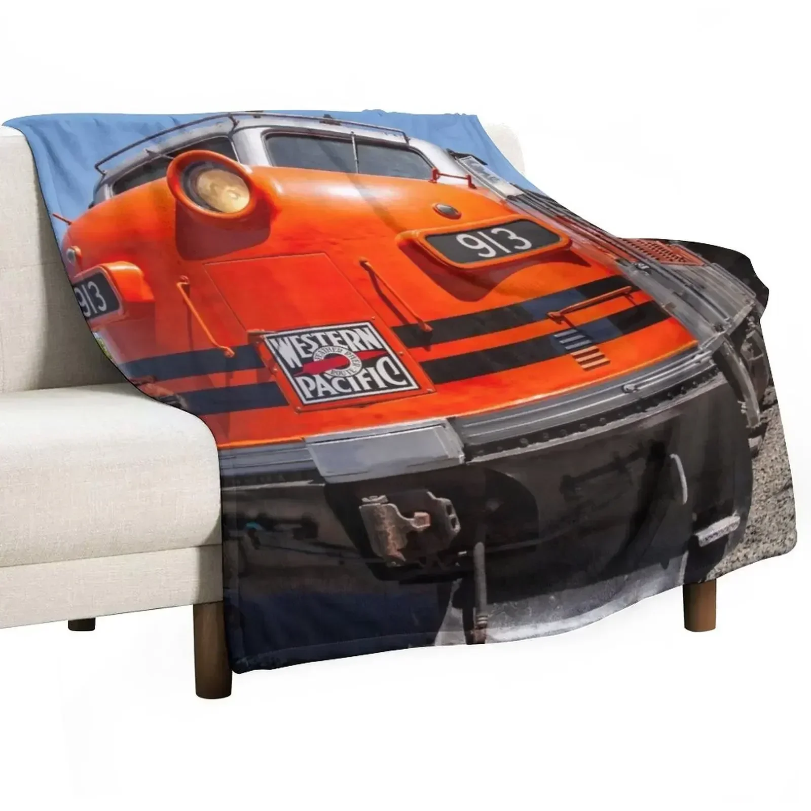 Western Pacific Train Locomotive Throw Blanket Flannel Sofas Softest Travel Blankets For Bed Retros Blankets