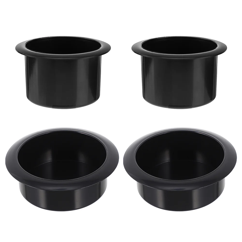 4 Pcs Heavy Duty Automotive ABS Black Car Holder Boat Drink Cup Recessed Stable Installation Boat Ringlike Cup for RV