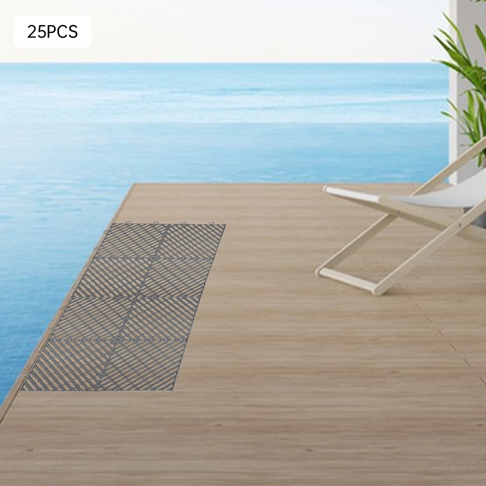 25PCS กระเบื้องกราไฟท์ Interlocking,12x12x0.5 นิ้วกระเบื้องระบายน้ํา, พื้นดาดฟ้าสําหรับสระว่ายน้ําห้องน้ําดาดฟ้าลานโรงรถ