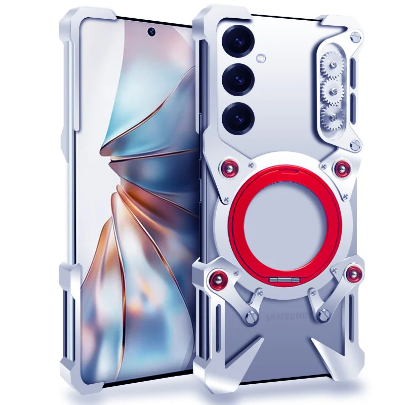 

Aluminum Frameless Case For Samsung Galaxy S25 FE Rotating Bracket Shell Metal Rimless Shockproof Cover