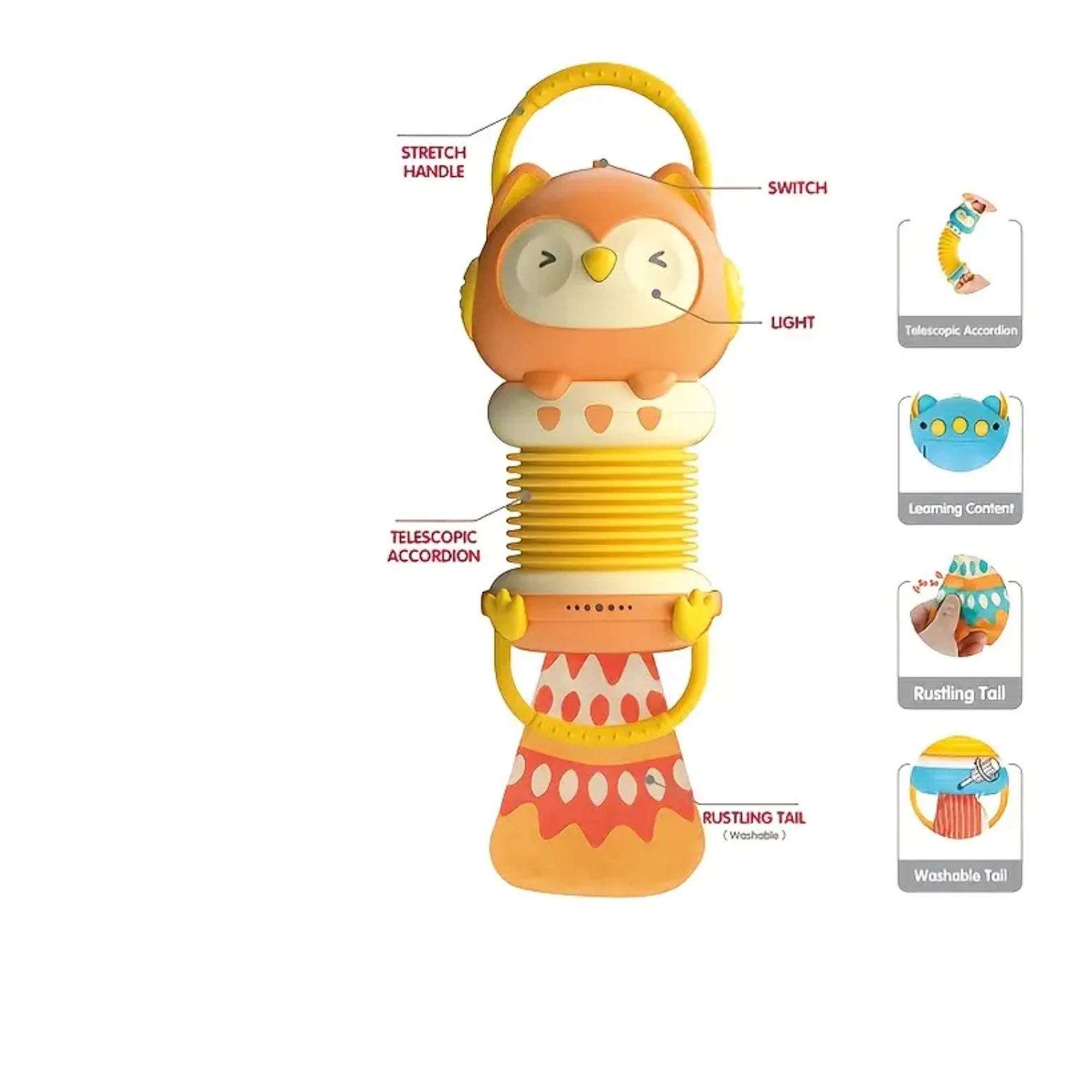 Animal Owl Shape Accordion For Baby Orange