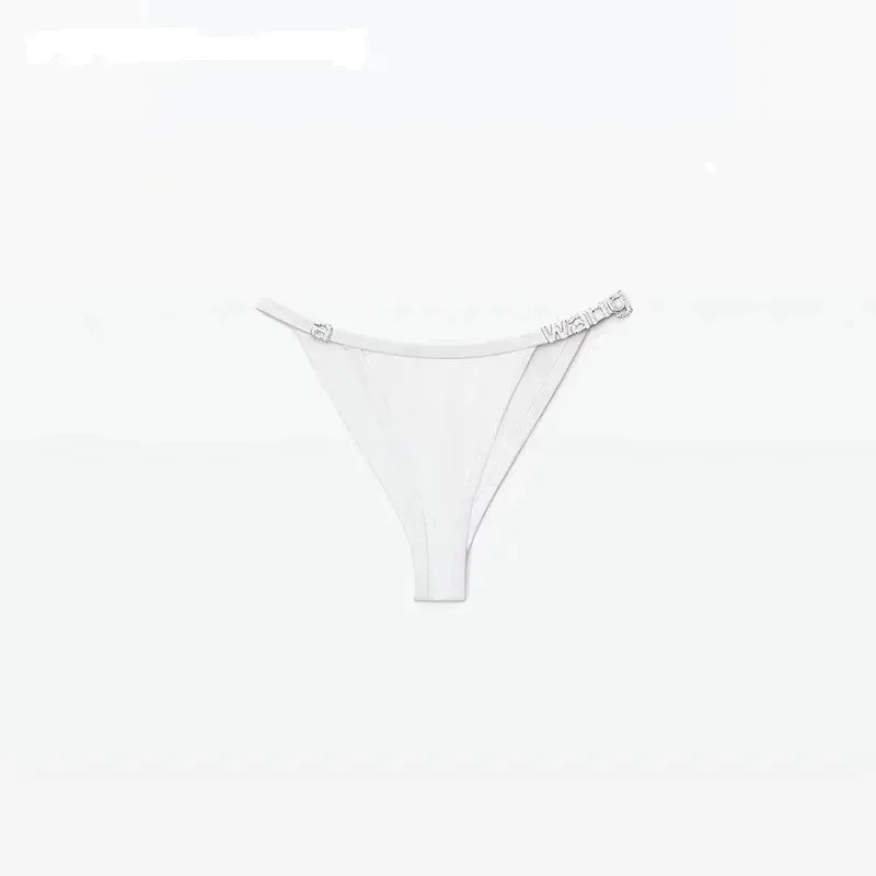 DY202024 blanco nuevo de algodón puro bragas ropa interior traje de baño conjunto Wang Bikinis conjunto para damas verano cristal carta decoración femenina